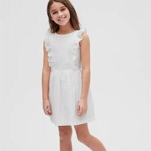 Gap Kids Eyelet Ruffle White Cotton Dress L 10
